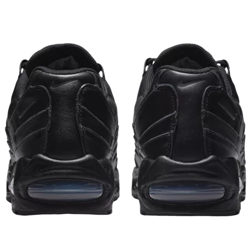 Nike Air Max 95 QS Big Bubble Black Leather nízke streetové tenisky čierne — produktová fotografia na bielom pozadí, bočný pohľad