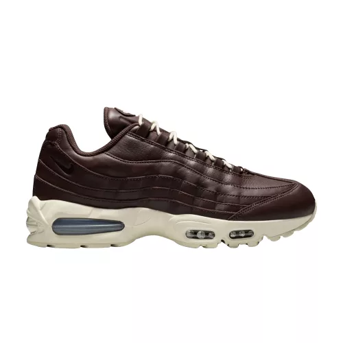 Nike Air Max 95 QS Big Bubble Baroque Brown Leather nízke streetové tenisky hnedé — produktová fotografia na bielom pozadí, bočný pohľad