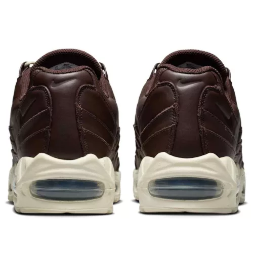 Nike Air Max 95 QS Big Bubble Baroque Brown Leather nízke streetové tenisky hnedé — produktová fotografia na bielom pozadí, bočný pohľad