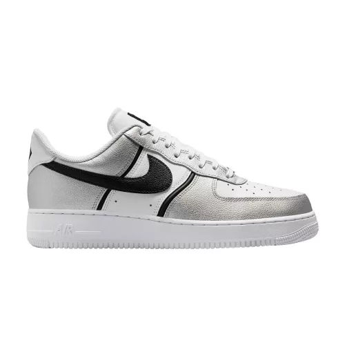 Nike Air Force 1 Low '07 LV8 Metallic Silver White Black pánske nízke mestské tenisky strieborné biele čierne