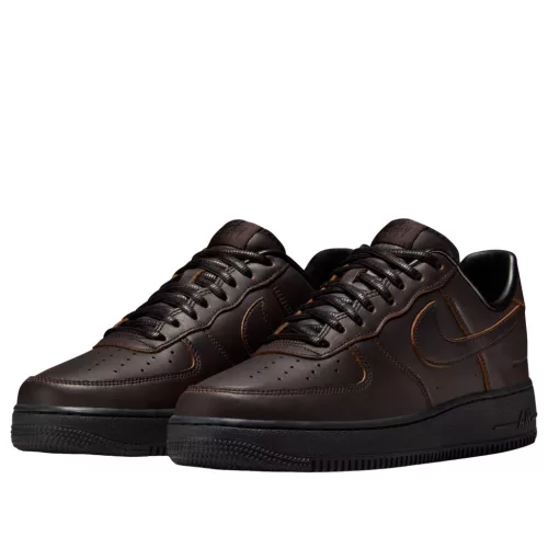 Nike Air Force 1 Low '07 PRM Morse Code Velvet Brown Black nízke streetové tenisky hnedé-čierne — produktová fotografia na bielom pozadí, bočný pohľad