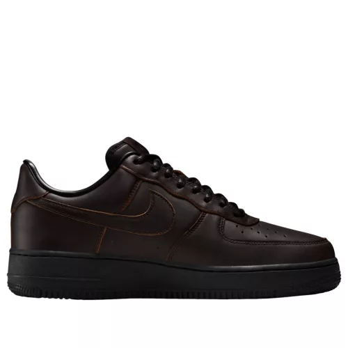 Nike Air Force 1 Low '07 PRM Morse Code Velvet Brown Black nízke streetové tenisky hnedé-čierne — produktová fotografia na bielom pozadí, bočný pohľad