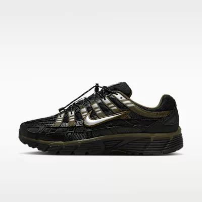 Nike P-6000 Black Dark Hazel nízke streetové tenisky čierne — produktová fotografia na bielom pozadí, bočný pohľad