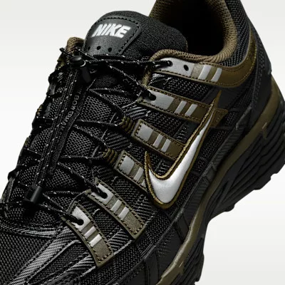 Nike P-6000 Black Dark Hazel nízke streetové tenisky čierne — produktová fotografia na bielom pozadí, bočný pohľad