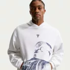 Nike Kobe Dri-FIT Fleece Pullover Basketball Hoodie White mikina s kapucňou biela — produktová fotografia na bielom pozadí, bočný pohľad