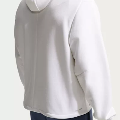 Nike Kobe Dri-FIT Fleece Pullover Basketball Hoodie White mikina s kapucňou biela — produktová fotografia na bielom pozadí, bočný pohľad