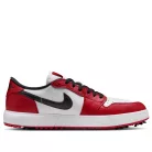 Jordan 1 Low Golf Spiked Chicago nízke streetové tenisky — produktová fotografia na bielom pozadí, bočný pohľad