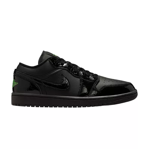 Jordan 1 Low SE Black Croc Scream Green (Women's) dámske nízke mestské tenisky čierne zelené