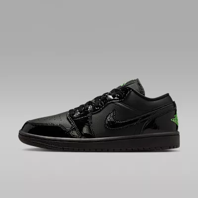 Jordan 1 Low SE Black Croc Scream Green (Women's) dámske nízke mestské tenisky čierne zelené