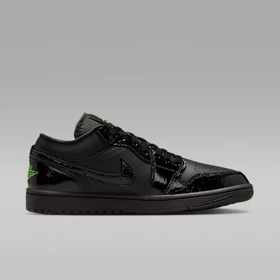Jordan 1 Low SE Black Croc Scream Green (Women's) dámske nízke mestské tenisky čierne zelené