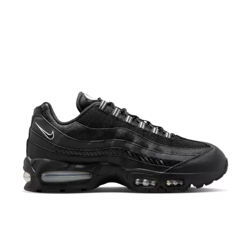 Nike Air Max 95 Big Bubble Black Carbon nízke streetové tenisky čierne-strieborné — produktová fotografia na bielom pozadí, bočný pohľad