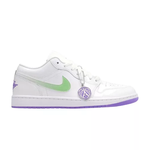 Jordan 1 Low SE Quai54 pánske nízke mestské tenisky biele zelené fialové