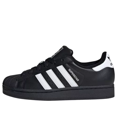 adidas Superstar II Black White detské nízke streetové tenisky čierne-biele — produktová fotografia na bielom pozadí, bočný pohľad