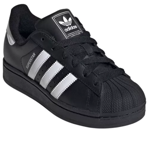 adidas Superstar II Black White detské nízke streetové tenisky čierne-biele — produktová fotografia na bielom pozadí, bočný pohľad