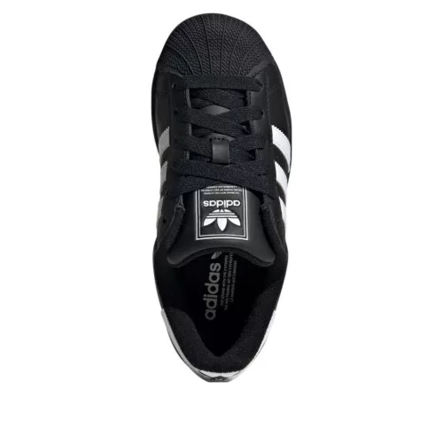 adidas Superstar II Black White detské nízke streetové tenisky čierne-biele — produktová fotografia na bielom pozadí, bočný pohľad