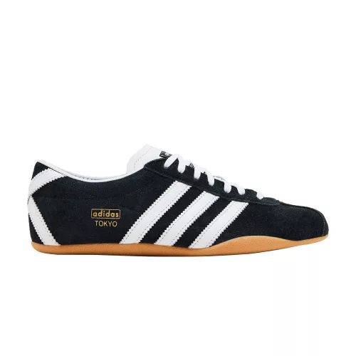 adidas Tokyo Black White dámske nízke streetové tenisky čierne-biele — produktová fotografia na bielom pozadí, bočný pohľad