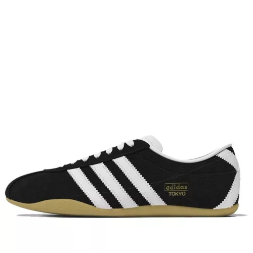 adidas Tokyo Black White dámske nízke streetové tenisky čierne-biele — produktová fotografia na bielom pozadí, bočný pohľad