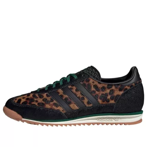 adidas SL 72 OG Leopard Print Collegiate Green dámske nízke streetové tenisky čierne-zelené — produktová fotografia na bielom pozadí, bočný pohľad