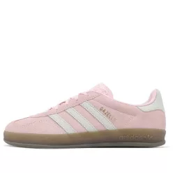 adidas Gazelle Indoor Clear Pink Off White dámske nízke streetové tenisky ružové-biele — produktová fotografia na bielom pozadí, bočný pohľad
