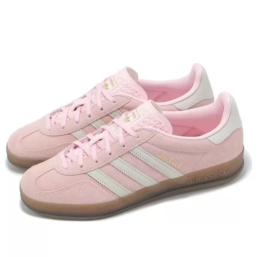 adidas Gazelle Indoor Clear Pink Off White dámske nízke streetové tenisky ružové-biele — produktová fotografia na bielom pozadí, bočný pohľad