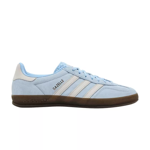 adidas Gazelle Indoor Clear Sky Off White dámske nízke streetové tenisky modré-lomené biele — produktová fotografia na bielom pozadí, bočný pohľad