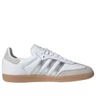 adidas Samba OG White Silver Metallic Grey dámske nízke streetové tenisky biele-strieborné — produktová fotografia na bielom pozadí, bočný pohľad