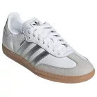 adidas Samba OG White Silver Metallic Grey dámske nízke streetové tenisky biele-strieborné — produktová fotografia na bielom pozadí, bočný pohľad