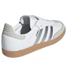 adidas Samba OG White Silver Metallic Grey dámske nízke streetové tenisky biele-strieborné — produktová fotografia na bielom pozadí, bočný pohľad