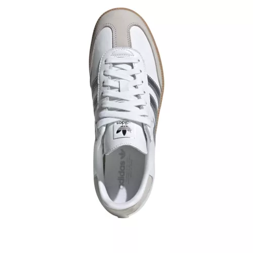 adidas Samba OG White Silver Metallic Grey dámske nízke streetové tenisky biele-strieborné — produktová fotografia na bielom pozadí, bočný pohľad