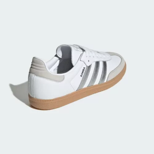 adidas Samba OG White Silver Metallic Grey (Women's) dámske nízke mestské tenisky biele