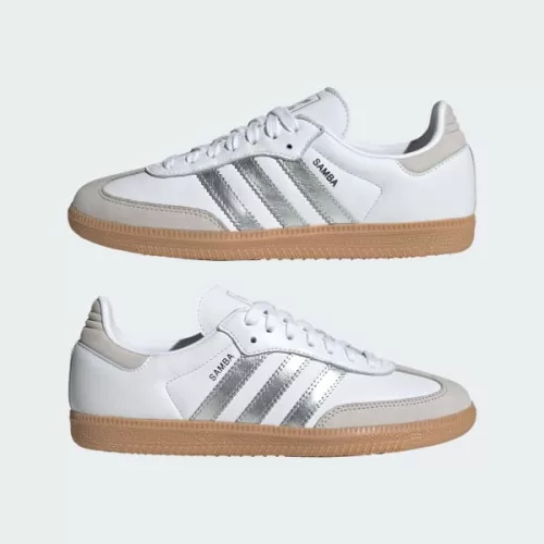 adidas Samba OG White Silver Metallic Grey (Women's) dámske nízke mestské tenisky biele