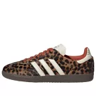 adidas Samba OG Preloved Red Leopard dámske nízke streetové tenisky červené — produktová fotografia na bielom pozadí, bočný pohľad