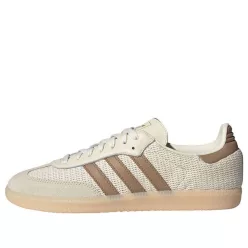 adidas Samba OG Cream White Cardboard nízke streetové tenisky béžové-krémové — produktová fotografia na bielom pozadí, bočný pohľad