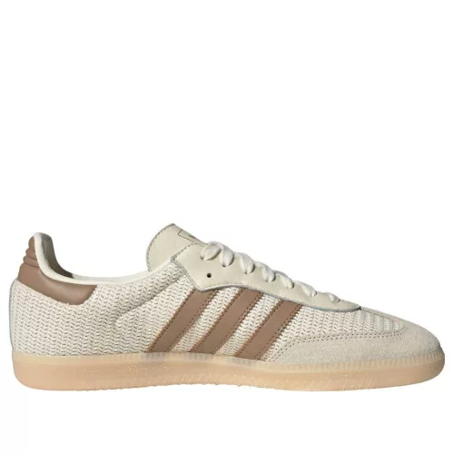 adidas Samba OG Cream White Cardboard nízke streetové tenisky béžové-krémové — produktová fotografia na bielom pozadí, bočný pohľad