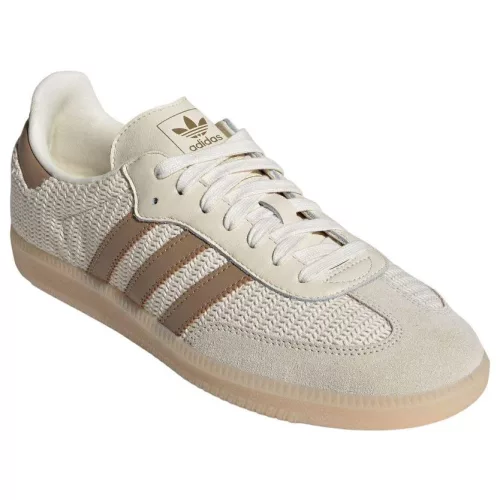 adidas Samba OG Cream White Cardboard nízke streetové tenisky béžové-krémové — produktová fotografia na bielom pozadí, bočný pohľad