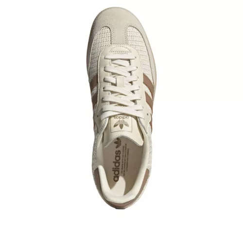 adidas Samba OG Cream White Cardboard nízke streetové tenisky béžové-krémové — produktová fotografia na bielom pozadí, bočný pohľad