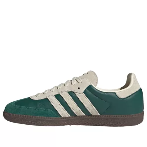 adidas Samba OG Collegiate Green Cream White nízke streetové tenisky zelené-krémové — produktová fotografia na bielom pozadí, bočný pohľad