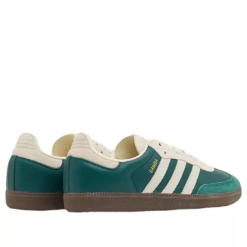 adidas Samba OG Collegiate Green Cream White nízke streetové tenisky zelené-krémové — produktová fotografia na bielom pozadí, bočný pohľad