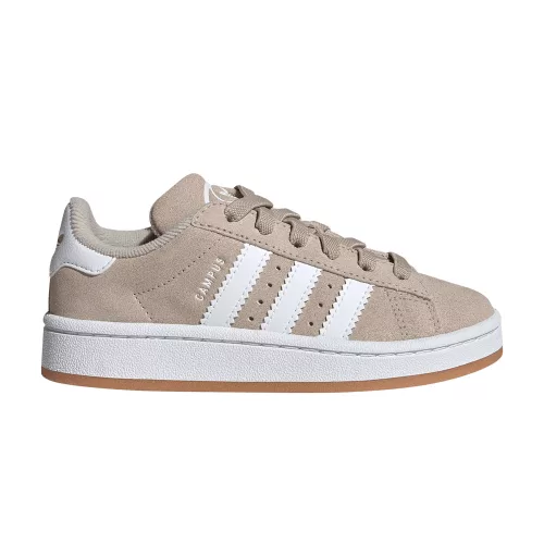 adidas Campus 00s Camp Wonder Beige Cloud White Gum detské nízke streetové tenisky béžové-biele — produktová fotografia na bielom pozadí, bočný pohľad