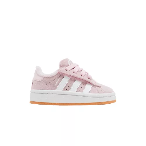 adidas Campus 00s Comfort Closure Camp Clear Pink Cloud White Gum detské nízke streetové tenisky ružové-biele — produktová fotografia na bielom pozadí, bočný
