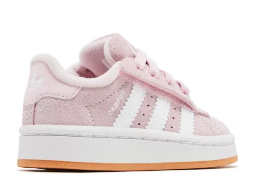 adidas Campus 00s Comfort Closure Camp Clear Pink Cloud White Gum detské nízke streetové tenisky ružové-biele — produktová fotografia na bielom pozadí, bočný