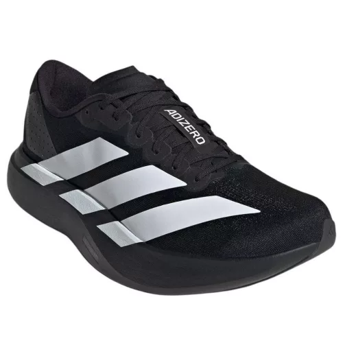 adidas Adizero Evo SL Black White nízke bežecké tenisky čierne-biele — produktová fotografia na bielom pozadí, bočný pohľad
