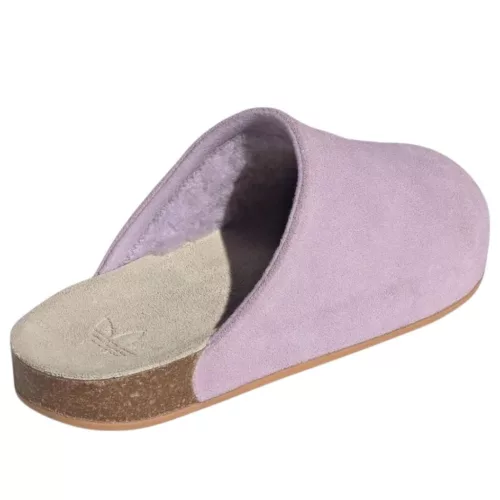 adidas Adimule Powder Plum dámske šľapky — produktová fotografia na bielom pozadí, bočný pohľad