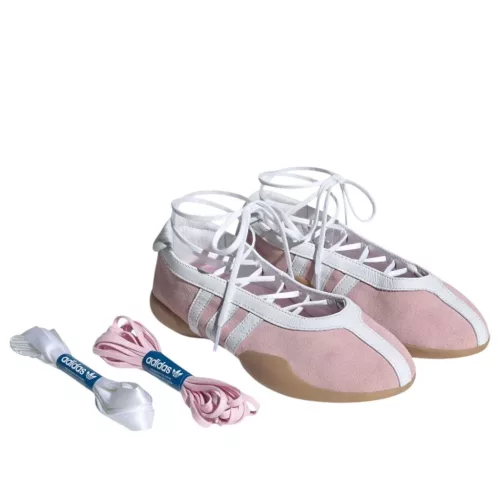 adidas Taekwondo Mei Ballet Clear Pink White dámske nízke streetové tenisky ružové-biele — produktová fotografia na bielom pozadí, bočný pohľad