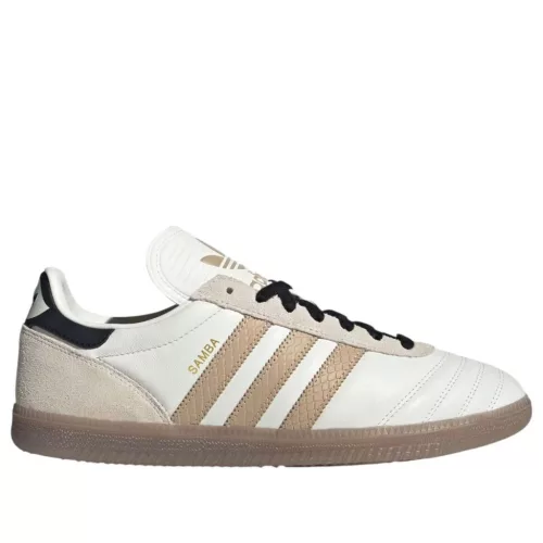 adidas Samba JP Off White Magic Beige nízke streetové tenisky lomené biele-biele — produktová fotografia na bielom pozadí, bočný pohľad