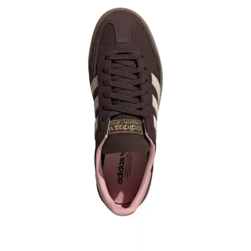 adidas Handball Spezial Dark Brown Wonder Mauve dámske nízke streetové tenisky hnedé — produktová fotografia na bielom pozadí, bočný pohľad