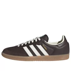 adidas Samba OG Dark Brown Off White Gum nízke streetové tenisky hnedé-lomené biele — produktová fotografia na bielom pozadí, bočný pohľad