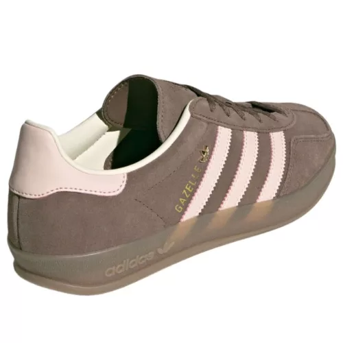 adidas Gazelle Indoor Earth Strata Wonder Quartz dámske nízke streetové tenisky hnedé-ružové — produktová fotografia na bielom pozadí, bočný pohľad
