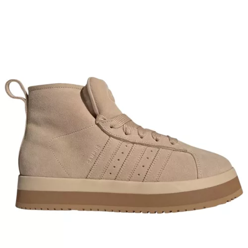 adidas Campus 00s Winter Mid Magic Beige dámske polovysoké streetové tenisky béžové-béžové — produktová fotografia na bielom pozadí, bočný pohľad