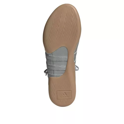 adidas Taekwondo Mei Ballet Silver Metallic Gum dámske nízke streetové tenisky strieborné — produktová fotografia na bielom pozadí, bočný pohľad
